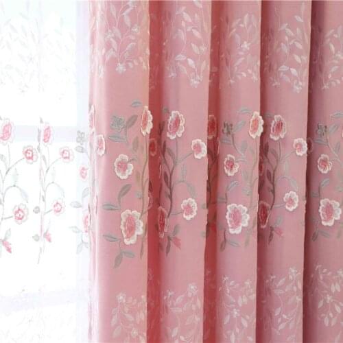Slow Soul Pink Blue Floral Embroidered Curtain Curtains For Living Room Bedroom Luxury Drapes Sheer Tulle Custom Cloth + Voile