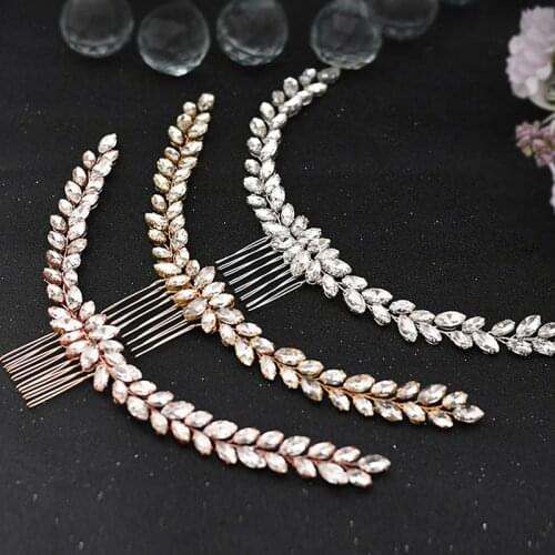 Floralbride Handmade Trendy Rhinestone Austrian Crystal Wedding Hair Comb Bridal Hair Accessories Women Bridesmaids Jewelry