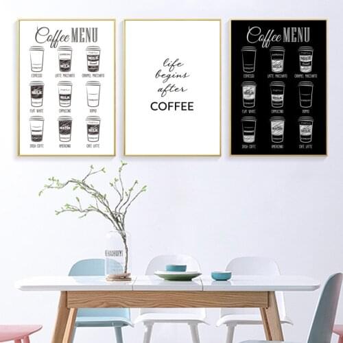 Life Begins After Coffee Wall Art Canvas Painting Poster And Print Black White Minimalist Art Picture For Cafe Shop Decor CH161