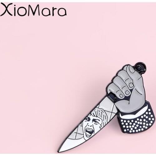 Psycho Enamel Pin Alfred Split Personality Knife Killer Hitchcock horror movie jewelry Badges Lapel pins For Suspense Film Lover
