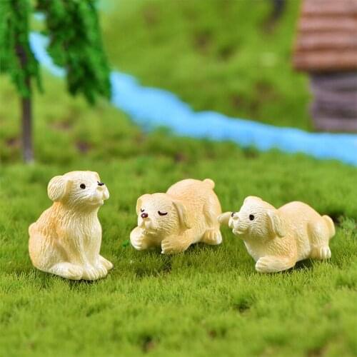 ZOCDOU 1 Piece Cute Cartoon Puppy Animal Golden Dog Small Statue Figurine Ornament Miniatures Children Decoration