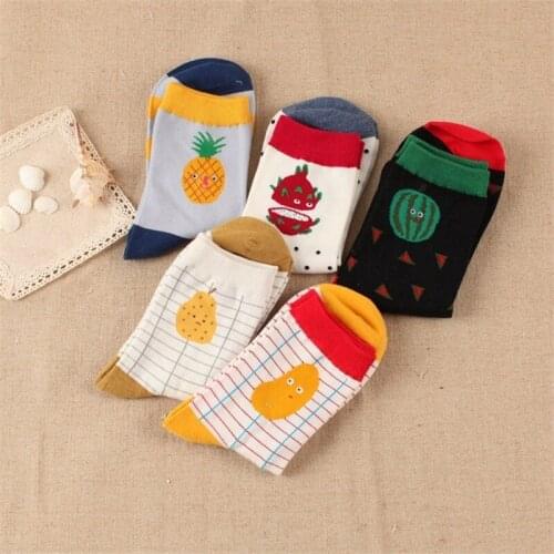 1pair Autumn and Winter New Women In The Tube Socks Cartoon Female Cotton Socks Fruit Series Female Socks Long Socks Wholesale