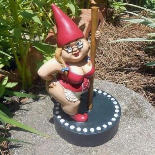 1Pcs Sexy Funny Cartoon Pole Dancing Gnome Statue Garden Decoration Resin Dwarf Indoor Outdoor Sculpture Garden Yard Lawn Decor