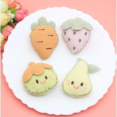 10PCS/Lot Plush Fruit Children Cloth Applique Crafts For Girl Hair Clip Accessories And Bag Decoration Patches