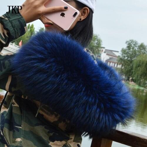 100% Natural Real Raccoon Fur Collar Scarf For Women Winter Coat Cap Warm fashion Scarves
