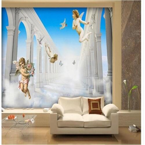 Beibehang Customized 3d tv wallpaper murals angel 3 d heaven murals photo wall beauty living room wall paper papel de parede