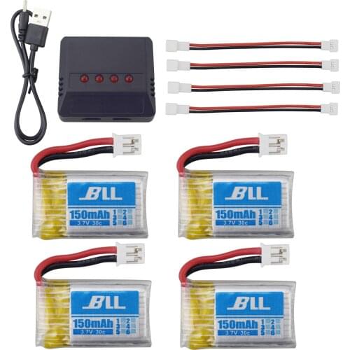 4PCS 3.7V 150mah lithium battery and 4 in 1 charger hot aircraft battery E010 H36 Horizon Helicopter Parts E010 H36 battery