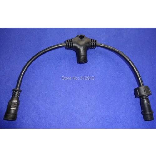 4core T type waterproof splitter;BLACK color;the male connects diameter;13.5mm