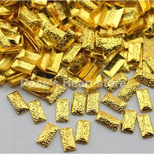 500pcs metal 3d nail art gold frosted rectangle nails decorations Styling Design Tools nails accessoires supplies