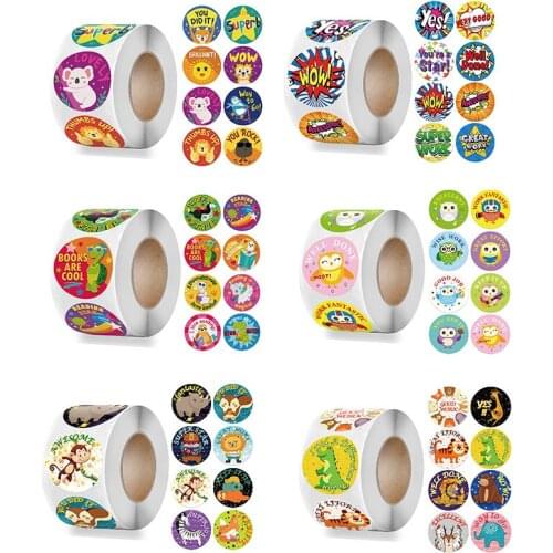 Animals Reward Stickers Kids 500pcs/Roll Encourage Seals Labels Scrapbooks School Teacher Supplies Cute Gifts For Children Toys