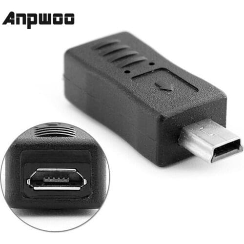 Anpwoo Micro USB Female to Mini USB Male Adapter Charger Adaptor Converter Black Drop Shipping Support