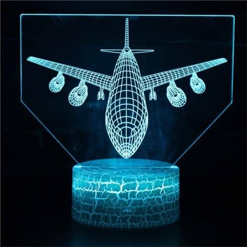 Acrylic 3d Lamp Aircraft Nightlight for Adult Boys Office Room Decoration Atmosphere Color Changing Led Night Lights