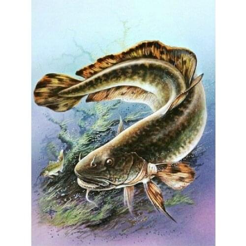 DIY Diamond Embroidery Full Diamond Painting Cross Stitch Catfish stickers Square Mosaic Pattern Needlework Home Decorative