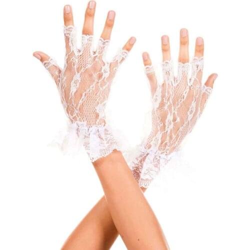 Merry See White Half Finger Lace Bridal Gloves