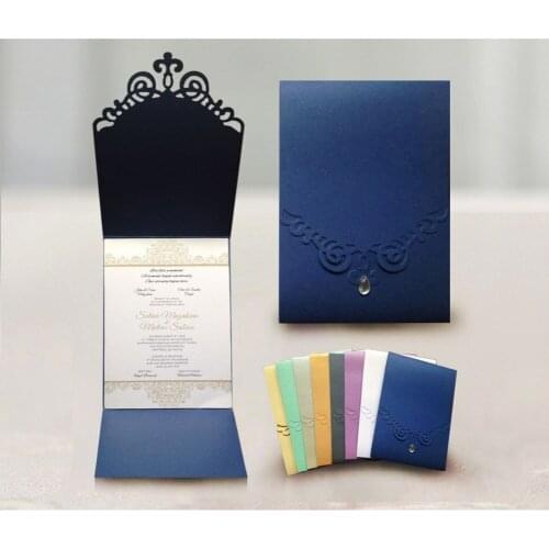 Free shipping 50pcs/lot muti colors rhinestone decorated Personalized invitation limited volume with special offer