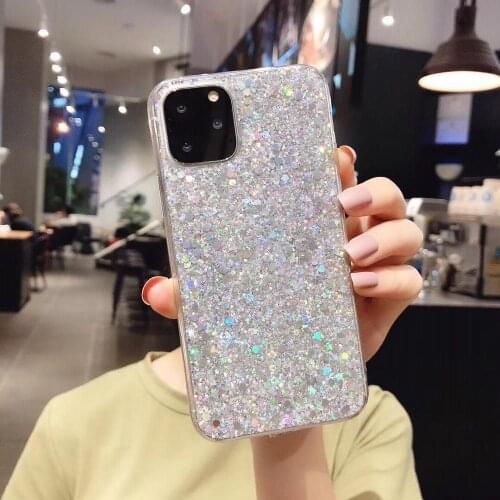 Bling Shining Powder Sequins Phone Case For iphone 12 XS XR 7 8 Plus Capa Colorful Glitter Cover Case For iphone 11Pro Max
