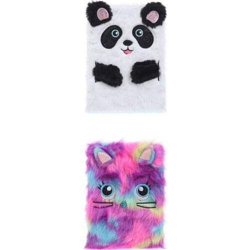 Cute Portable Notepad Colorful Animal Panda Plush Notebooks Girl Portable Travel Diary Planner Stationery 2 Styles 21.5*14.8cm