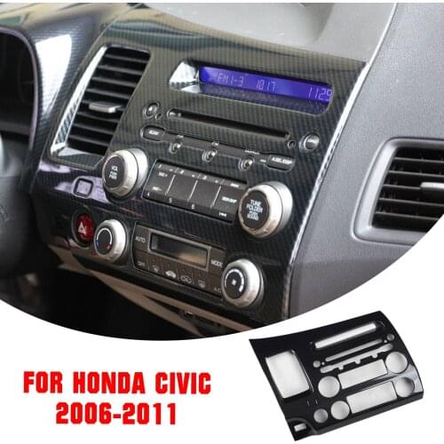 For Honda Civic 2006-2011 ABS Carbon Fiber Central Console Navigation Panel Trim Air Conditioner Outlet Cover Trim Moldings