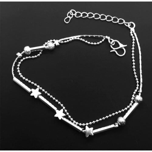 Pendant Chain with Double Pink Bead Anklet Bracelet Simple and Stylish for Jewelry Gifts d88