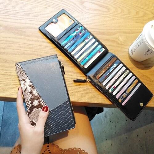 Ultra Thin Genuine Real Leather Multi Credit Bank Card Case Holder Long Clutch Wallet Womens Fashion Zipper Coin Purse Bag