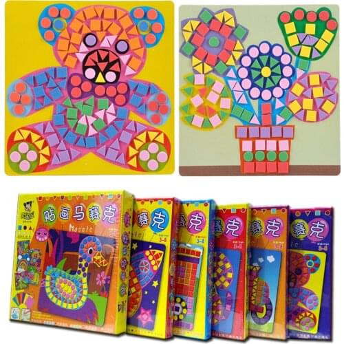 3D Cartoon Mosaic Collage Puzzle Toy Kids Art Craft Kit Childrens Play Activity Decoration Sticker Set Educational Learning Toys