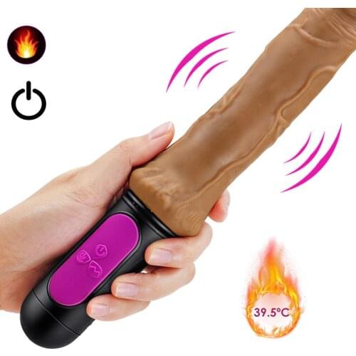 10 speed Heating Female Realistic Dildo Vibrator Flexible Soft Silicone Penis G Spot Vagina Massager Sex Toy For Woman