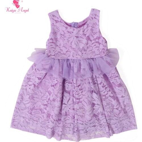 Kaiya Angel Children Clothing Lavender Girls Lace Dress Flower Girl Dresses 2017 baby Girl Clothes Tulle Ruffles Summer Dress