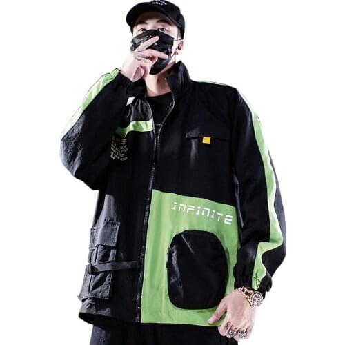 Bomber Jacket for Men Brand Clothing Multi Pocket Print Frock Coat Spring Autumn High Street Hip Hop Casual Loose Outerwear