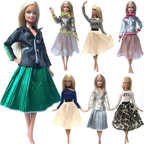 NK Hot Sale Mix Doll Skirt Handmade Dress Fashion Coat Outfit Party Gown For Barbie Doll Accessories Baby Toys 04G JJ