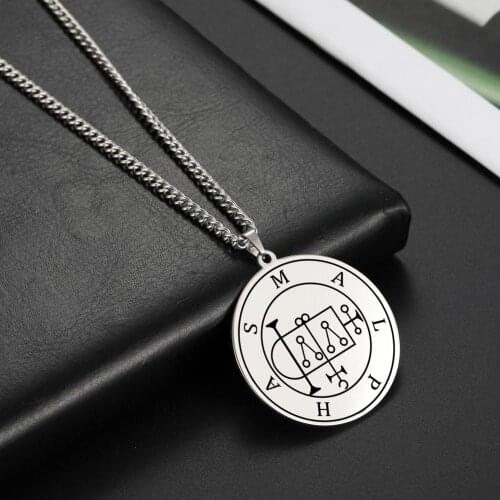 LIKGREAT Religious Necklace Men Mighty President Malphas Lesser Key of Solomon Seal Kabbalah Amulet Stainless Steel Jewelry