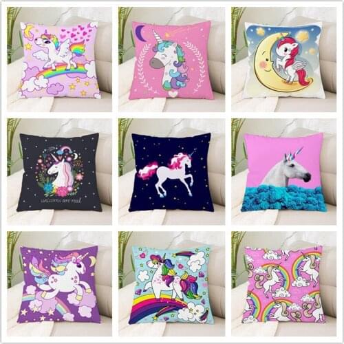 Cartoon Unicorns Colorful Cushion Cover Throw Pillow Case for Home Chair Sofa Decoration Square Pillowcases