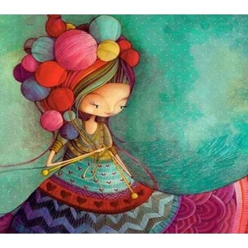 Cute String Ball Girl Figure Painting By Numbers Wall Art Picture Acrylic Painting For Home Decoration Drop Shipping 60x75cm