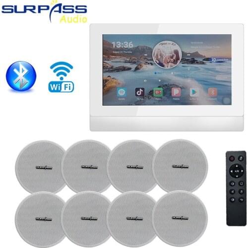Smart Home Audio System 7inch Screen Wall Amplifier Touch Panel, Wireless Bluetooth WIFI Android Wall Amps With Hearing Columm