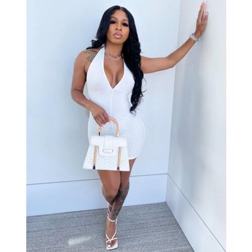 2021 New Style Women’s Fashion Solid Color Short Jumpsuit Ladies Sexy V-neck Halter Bandage Bottoming Romper