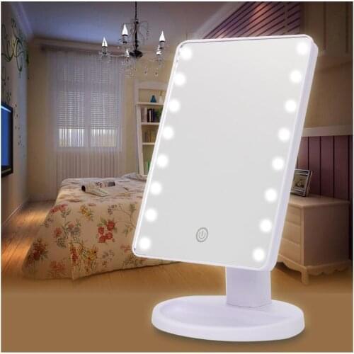 Wholesale Desk type LED cosmetic mirror Dimming rotary makeup mirror For Dressers