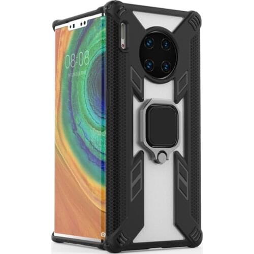 For Huawei Mate 30 Pro Shockproof Clear Armor Stand Holder Car Magentic Ring Silicone Phone Case for Huawei Mate30 Mate 30 Pro