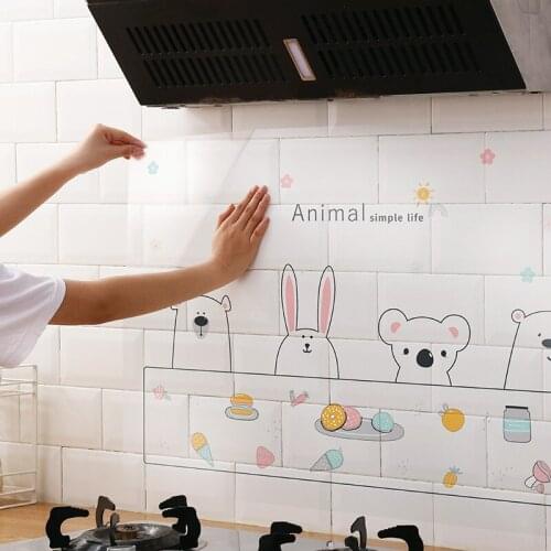 Transparent Kitchen Anti-oil Sticker Waterproof and Heat-resistant Ceramic Tile Cabinet Wallpaper Self-adhesive Kitchen Gadgets