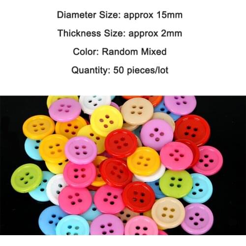 50Pcs Plastic Round Flatback Buttons Elegant Suit Coat Button Random Mixed Color DIY Sewing Crafts Scrapbook Accessories 15x2mm