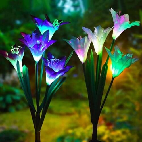Multi-Color Artificial Lily Solar Power LED Garden Lawn Light Yard Decor Lamp Solar Artificial Flower Solar Lamps