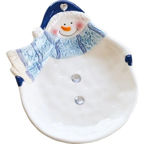 Christmas Cutie Cute Ceramic Ornament Decoration Snack Bowl Teapot Storage Tank Seasoning Bottle Plate Snowman Tableware
