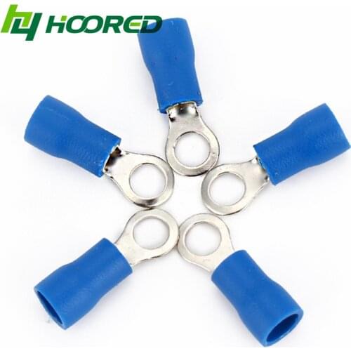 RV2-3 Blue Color 1.5-2.5mm2 Insulated Ring Terminal Connector Cable Connecto Wire Connector O Type 100PCS/Pack