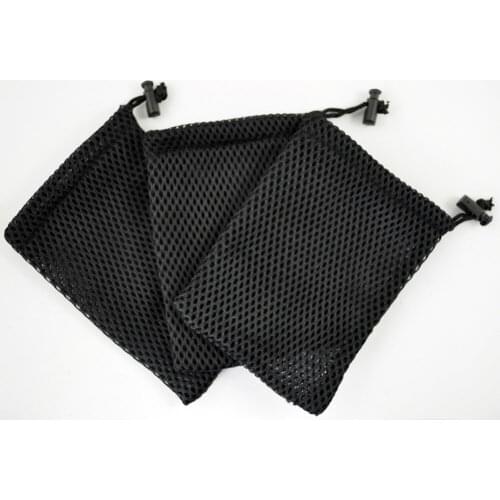 SODIAL(R) Cell Phone Nylon Mesh Drawstring Pouch Bags 3 Pcs-Black-Hot