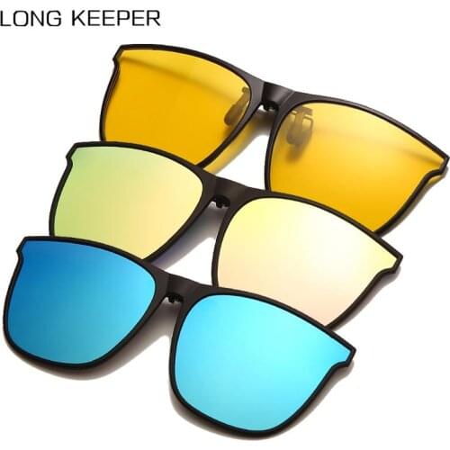 Polarized Sunglasses Men Women Flip Up Clip On Sun Glasses Photochromic Car Driver Goggle Night Vision Safe Driving Eyewear UV