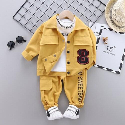 Boys spring clothes sets kids fashion cartoon long sleeve t-shirt+coat+pants 3pcs suit set children tracksuit autumn 0-4 years