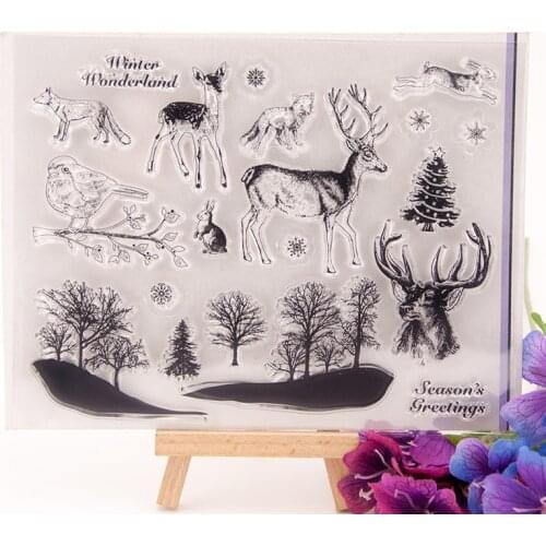 Vintage Clear Stamp for Scrapbooking Transparent Stamps Silicone Rubber Photo Album Decor Arts Crafts Tree Christams Deer Animal