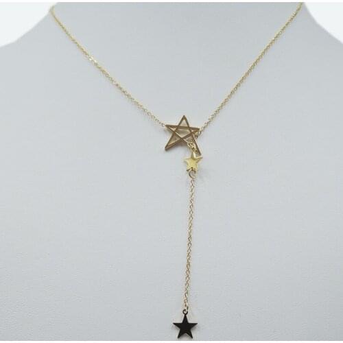 High quality top fashion necklace ,stainless steel ,anti-allerge ,avaibale in silver and gold color,star shape pendant necklace