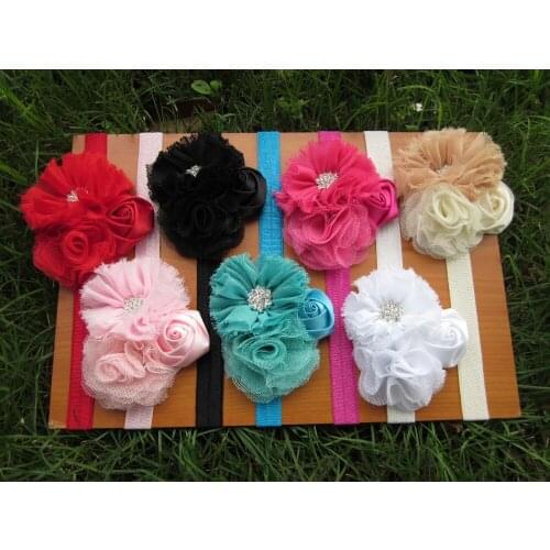 XIMA Shabby Flower with Soft Headbands Girl Hairbands Hair Accessories Kids Headbands 7pcs/lot