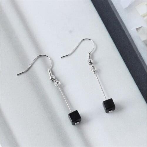 New Fashion Crystal Black Square Drop Earrings For Women Jewelry Trendy Silver Gold Earring Girls Accessories Female Piercing