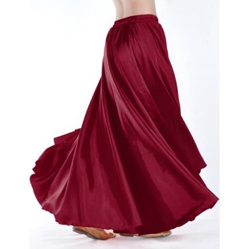 Women Belly Dance Skirt Performance Costume Professional Belly Dancing Clothes Full Circle Satin Skirts Flamenco Skirt Plus Size