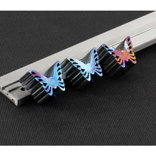 1pcs Blue Titanium Alloy Knife Beads Butterfly Titanium Paracord Rope Bead Key Chain Accessories